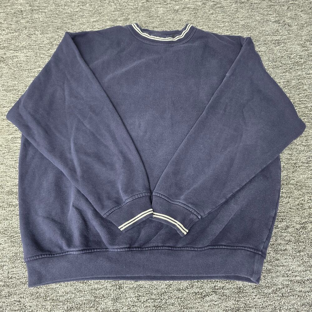 Vintage Hugo Boss Golf Sweater Men's L Navy Blue White Stripe Accents Crew Neck